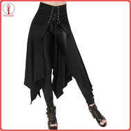 fulaide Ladies Halloween Skirt Irregular Hem Skirt Vintage Gothic Steampunk Ladies Skirt Halloween C