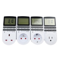 EU Electronic Digital Timer Switch US FR BR Plug Kitchen Timer Socket Outlet 230V 110V 7 Day 12/24 H