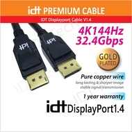 IDT Displayport to Displayport Cable DP 1.4 Display Port Cable for Video PC Laptop TV DP cable to DP 1.4 Support 2K@240Hz 4K@120Hz 8K@60Hz (1M 2M  3M)