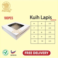 Malaysia Day Pomosi( 100pcs ) White Window Kuih Lapis box, KOTAK TALAM / KOTAK KUIH LAPIS