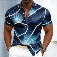 New Men's Textured Geometric Line Short-Sleeve Shirt, European and American Style Loose Casual Men's