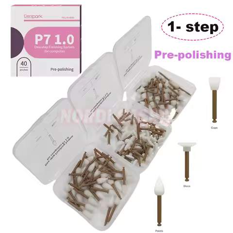 40Pcs/box Dental Enhance Polishing Cups Points Discs Grinding Heads RA Shank Composite Polishing 1-S