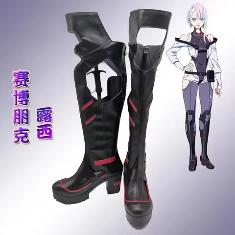Anime Lucy Cosplay Shoes Cyberpunk: Edgerunners PU Leather Shoes Halloween Carnival Boots Cosplay Pr