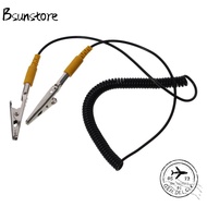 BSUNSTORE Anti-Static ESD Grounding Cable, 2mm PU,Metal Coiled Cord, Male-to-Female 180cm / 71" Blac