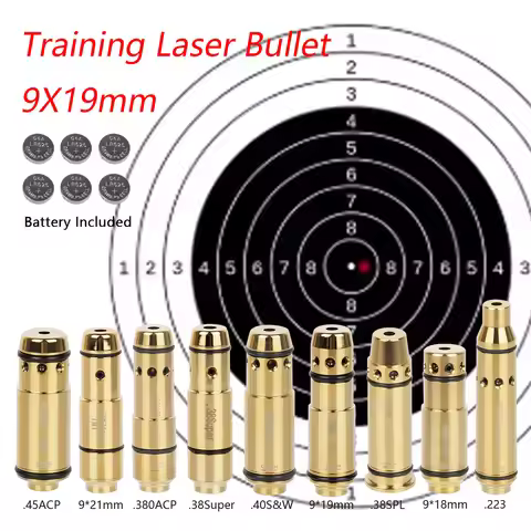 Tactical 9x19mm 9mm 7.63X39mm Training Bullet Laser Bore Sight Dry Firing Cap Fit for G43 G17 G19 Ta