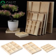 CHLIZ Storage Wooden Box Gift Plant Pot Stand Divided Drawer Desktop Organizer