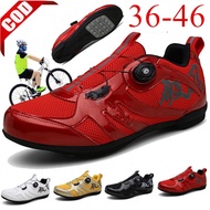 Ready Stock Flying Woven Mesh Cycling Shoes Anti-Slip Wear-Resistant Bicycle Shoes Rotating Buckle Lace-Free Cycling Shoes Couple Cycling Shoes Road Sole Bicycle Shoes Bicycle Professional Men Women Lightweight Breathable Sports
