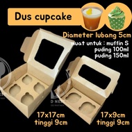 Kraft CUPCAKE BOX MUFFIN PUDDING DOS PIE HOLE 4 HOLES 2 17X17X9 CM CARDBOARD CUPCAKE BOX CONTAINS 4P