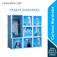 LANHOME- LOCAL STOCK Almari Frozen 9 cube storage organizer almari baju almari kanak kanak frozen almari plastik  wardrobe cartoon cabinet