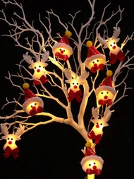1 套 1.5m/59 英寸聖誕雪人和聖誕馴鹿 10 個 Led 燈串,聖誕樹裝飾品,非常適合裝飾家庭聖誕節日派對,聖誕牆壁裝飾燈串,聖誕臥室裝飾夜燈