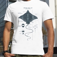 Spotted Eagle Ray Anatomy T-Shirt For Men Hip Hop Punk Style Loose Oversized Unisex Casual Fashion