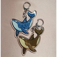 Epoxy porcelain inspired orca keychain, animals, ocean, charm, kintsuge, gold stamping keychain