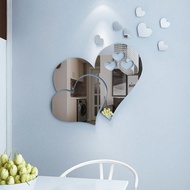 Romantic Love Heart Shape3dStereo Acrylic Mirror Sticker Living Room Bedroom Dining Room Hallway Bathroom Decorative Stickers Self-Adhesive Acrylic Decorative Stickers