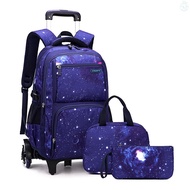 Kids Rolling Backpack for Boys Girls Luggage Wheeled Backpack Trolley School Bag Bookbag with Lunch Bag Pencil Bag