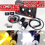 UNIVERSAL MOTORCYCLE SPORTLIGHT SPOTLIGHT LED + SWITCH BUTTON ON OFF SUIS SUIZ LAMPU SPOT SPORT LIGH