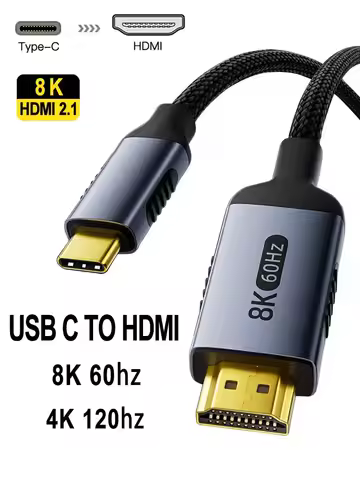 8K USB C To HDMI 2.1 Cable 8k@60hz 4K@120hz Type C HDMI Cables HDMI-Compatible Converter Adapter For