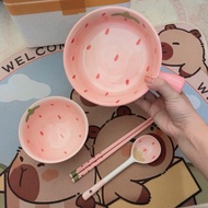 Sét bát sứ 4 món họa tiết dâu tây siêu cute ( ms 017)