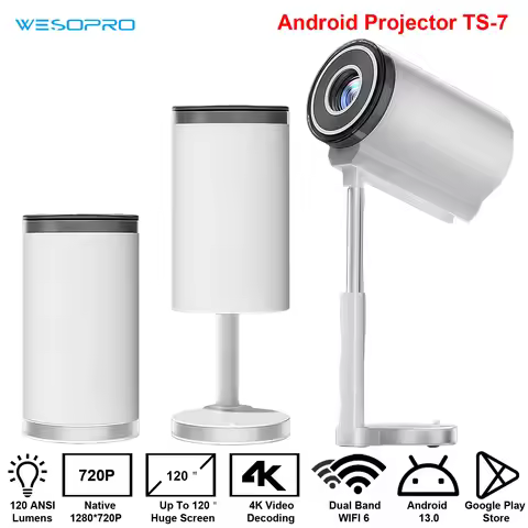 WESOPRO Smart Mini Hidden lifting Gimbal Projector 4K Portable with Wifi 6 Bluetooth 5.0 Android 13 