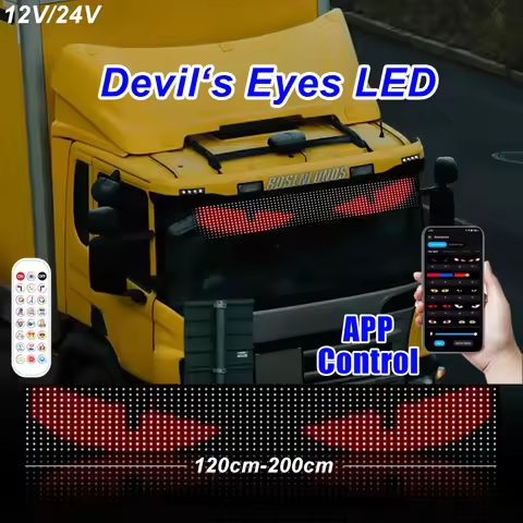 LED Truck Car Eyes Light APP Control Devil‘s Eyes LED Matrix Panel 1.2-2M Screen DIY Animation for T