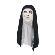 NEW Halloween Horror Nun Latex Mask Sister Headscarf Cosplay Scary Ghost Face Headgear Headpiece Car