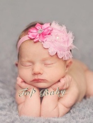 [Z438] European American Original Order Exquisite Flower Chiffon With Diamond Baby Hair Band Girl Ch
