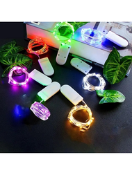 1條led仙女燈串,帶防水銅線電池,7英尺20顆led螢火蟲星月燈,適合婚禮、宿舍、臥室、聖誕節、萬聖節、派對、花卉裝飾、生日、校園裝飾等diy製作。（顏色：暖白色/白色/多色/藍色/紫色/粉紅色/紅色/綠色）