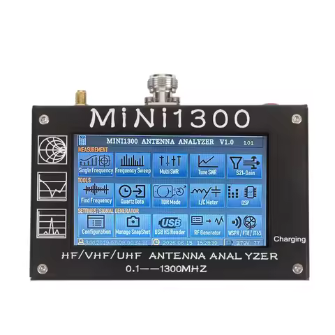 Mini1300 Vector Network Analyzer 0.1-1300MHz SWR RF Antenna Analyzer with 4.3in Touch Screen