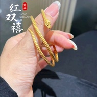 Snake Bracelet Women's Imitation Gold Snake Bracelet Simple Benming Year Snake Zodiac Open Solid Gol