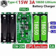 Type-C 15W 3A 18650 Lithium Battery Charger Module DC-DC Step Up Booster UPS Power Supply / Converte