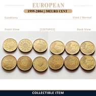 1Set6pcs 50Cent Euro Coins Normal 1999-2004 Euro Duit Syiling Lama CollectibleOnly