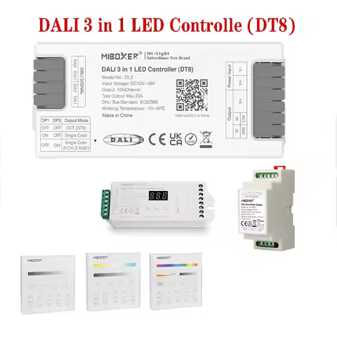 MiBoxer DALI DT8 5 IN 1 LED Strip Controller DL-X / 3 in 1 DL2 DC 12~24V LED Controlle (DT8) Remote