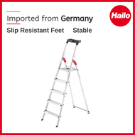Hailo German 5 Step Safety &amp; Stable Aluminium Household Step Stool/Ladder Wide Steps