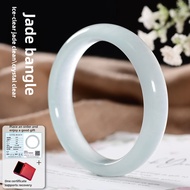 Natural Quartzite Jade Bangle Light Blue Wide Strip Jadeite Bracelet Beauty Safety Bangle Authentic 