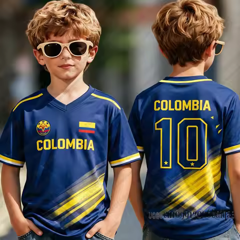 Colombia Flag 3D Print Jersey For Adult/Kids Summer Outdoor Sports Breathable Football Jersey Top Ca