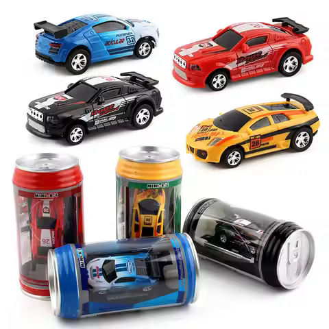 Coke Can Mini Cans RC Car Battery Operated Plastic Remote Control Racing Vehicle with Roadblocks Mic