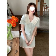 法式小香风套装裙女夏复古翻领上衣高腰A字半身裙洋气两套French Style Chanel Style Dress Women's Summer Retro Lapelcuabd4TT5726my2