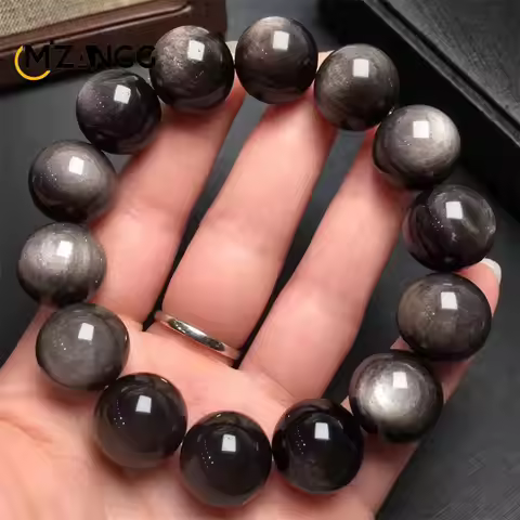 Natural Silver Obsidian Bracelet Men's and Women's Models Double Cat Eyes Silver Obsidian Gold Obsid