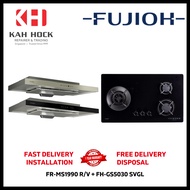 FUJIOH FR-MS1990 R/V 900MM SUPER SLIMHOOD + FH-GS5030 SVGL BLACK GLASS GAS HOB BUNDLE