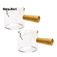 2Pcs Double Spouts Espresso Shot Glasses Measuring Glass Espresso Cups Cookware with Wood Handle for