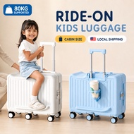 Ride On Luggage 20 Inch Secure Set Holds 80kg 6 Wheels Lightweight Luggage Bag Travel Suitcase Kids 
