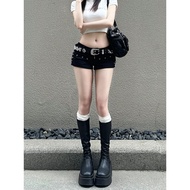 baggy jeans seluar jeans perempuan Y2K-Inspired Women's Low-Rise Denim Shorts - Stretchy A-Line Fit 