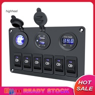 [Ready Stock] Rocker Switch Panel Waterproof 31A Dual USB LED Light 4/6 Gang ON/Off Toggle Switch Car Charger for Yacht