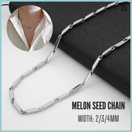 [100PCS Wholesale]Melon Seed CHAIN NECKLACE Stainless Steel cool Men Woman hiphop Fashion rock rantai leher