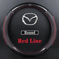 For Mazda Carbon Fibre Leather Car Steering Wheel Cover For CX5 CX7 CX3 CX9 RX MX CX30 Mazda 2 Mazda