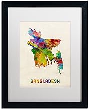 Bangladesh Watercolor Map by Michael Tompsett, White Matte, Black Frame 16x20-Inch