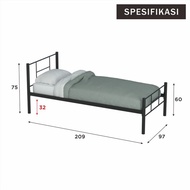 Ranjang Besi Sorong Minimalis 2 In 1 | Dipan Rangka Tempat Tidur Besi