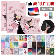 For Samsung Galaxy Tab A 10.1 2016 SM-P580 SM-P585 w/S Pen Kuromi Ultra Slim Kids Cute Cartoon Leather Stand Cover Shockproof Flip Case
