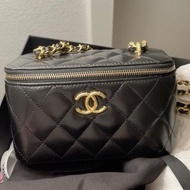 Chanel Bag 黑色長盒子 雙鏈 vintage 花紋  23c