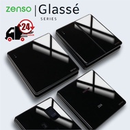 [SIRIM] ZENSO Glasse Black Glass Rocker Slim Switches & Socket Suis Kaca 1gang 13A 20A Doorbell USB