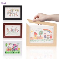 SAIA Photo Frame, Rotatable Changeable Wooden Kids Art Frame, Creative Memorial Wall Decoration Fami